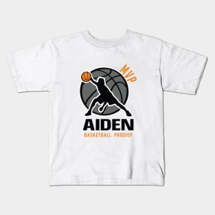 Aiden MVP Custom Player Basketball Prodigy Your Name Kids T-Shirt